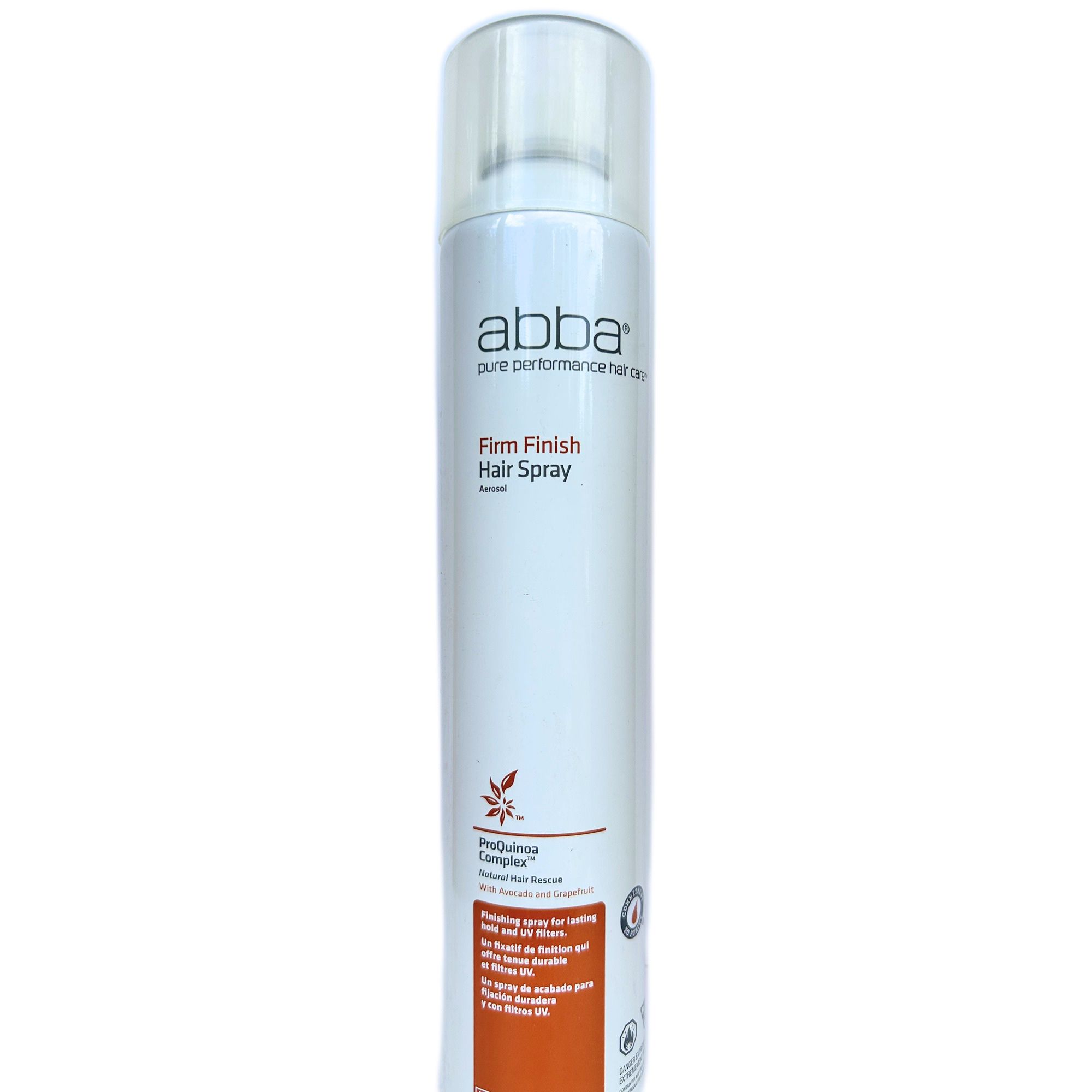 Abba Firm Finish Hair Spray ProQuinoa Complex Natural Hair Rescue With Avocado and Grapefruit Lasting Hold and UV Filters 10 oz