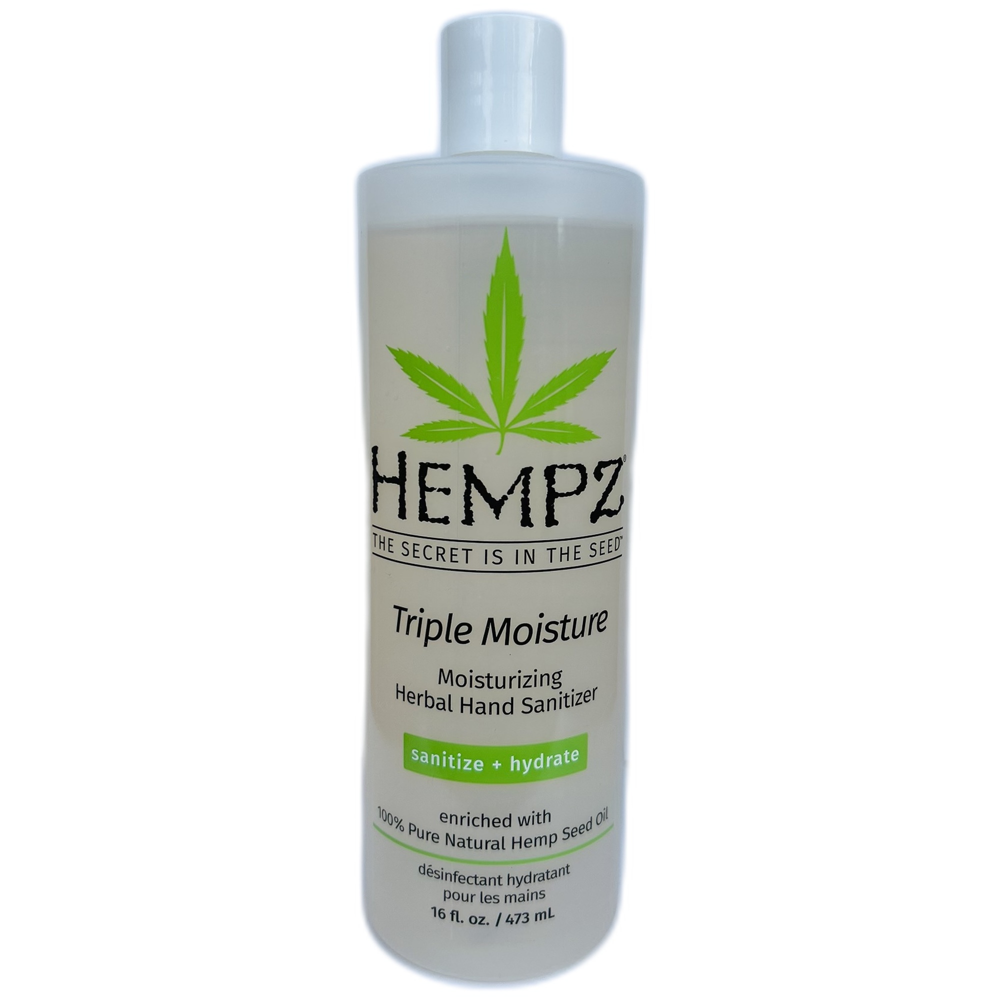 Hempz Triple Moisture Moisturizing Herbal Hand Sanitizer Enriched with 100% Pure Natural Hemp Seed Oil 16 fl oz