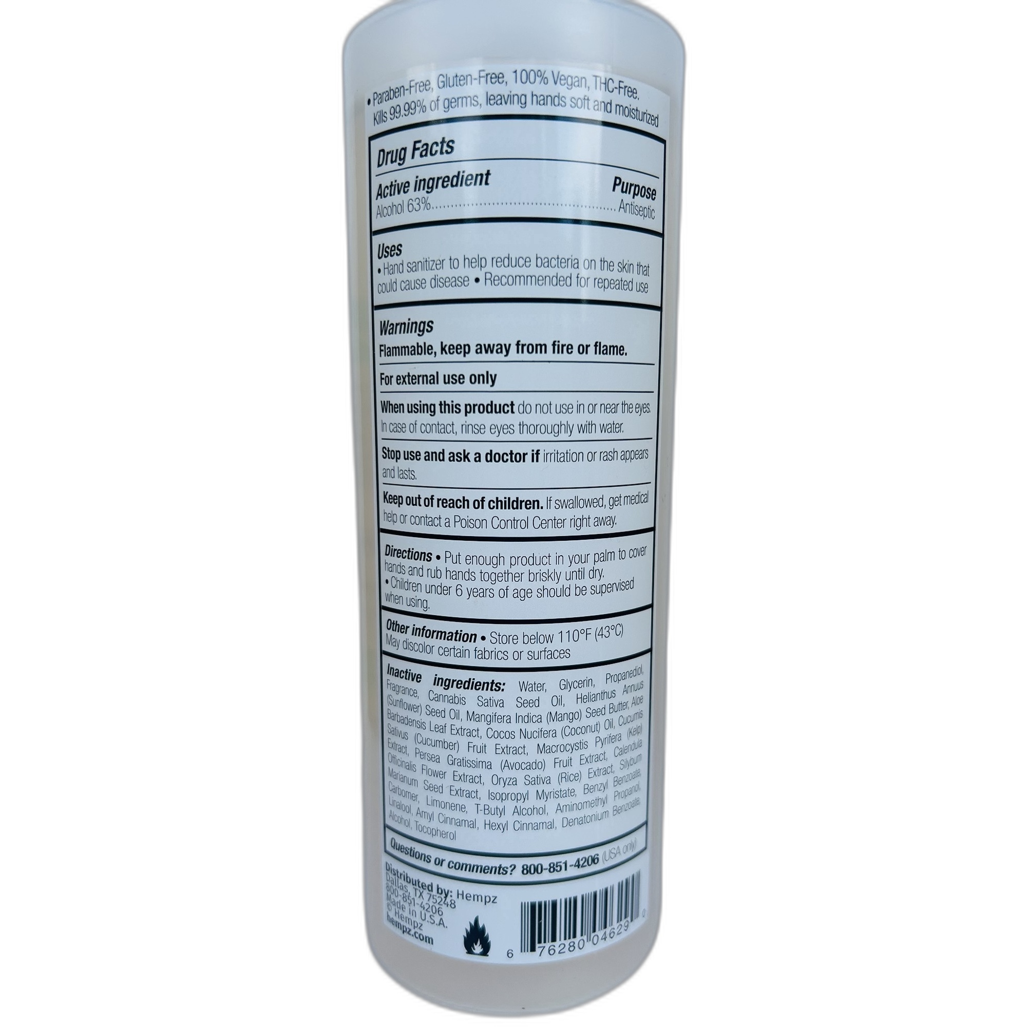 Hempz Triple Moisture Moisturizing Herbal Hand Sanitizer Enriched with 100% Pure Natural Hemp Seed Oil 16 fl oz - Image 2